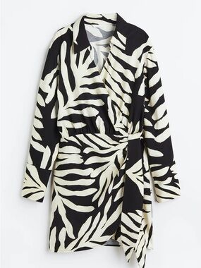 H&M Black and Cream wrap dress
